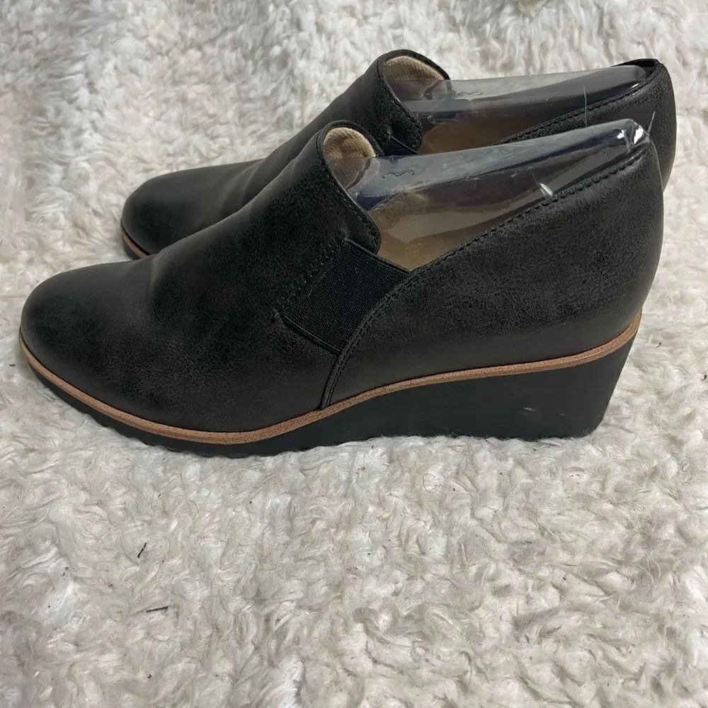 Life Stride Zora Wedge Slip On Shoes Gray/Brown Faux Leather SZ9.5M